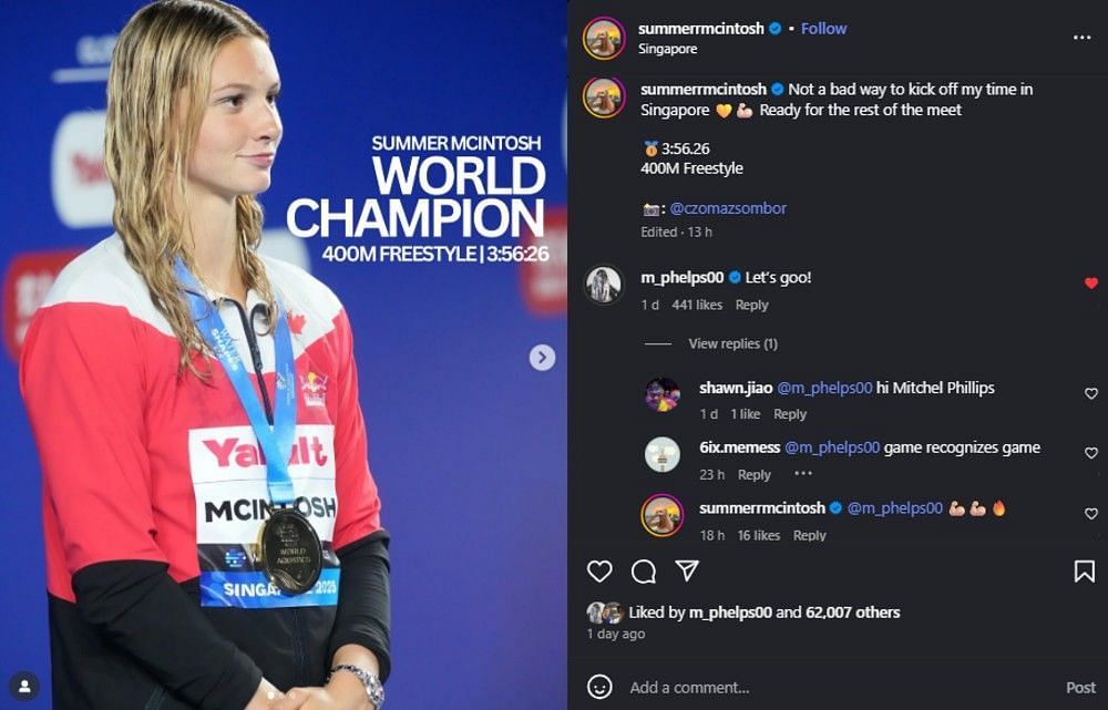 Screenshot of the Instagram post's comment section.
